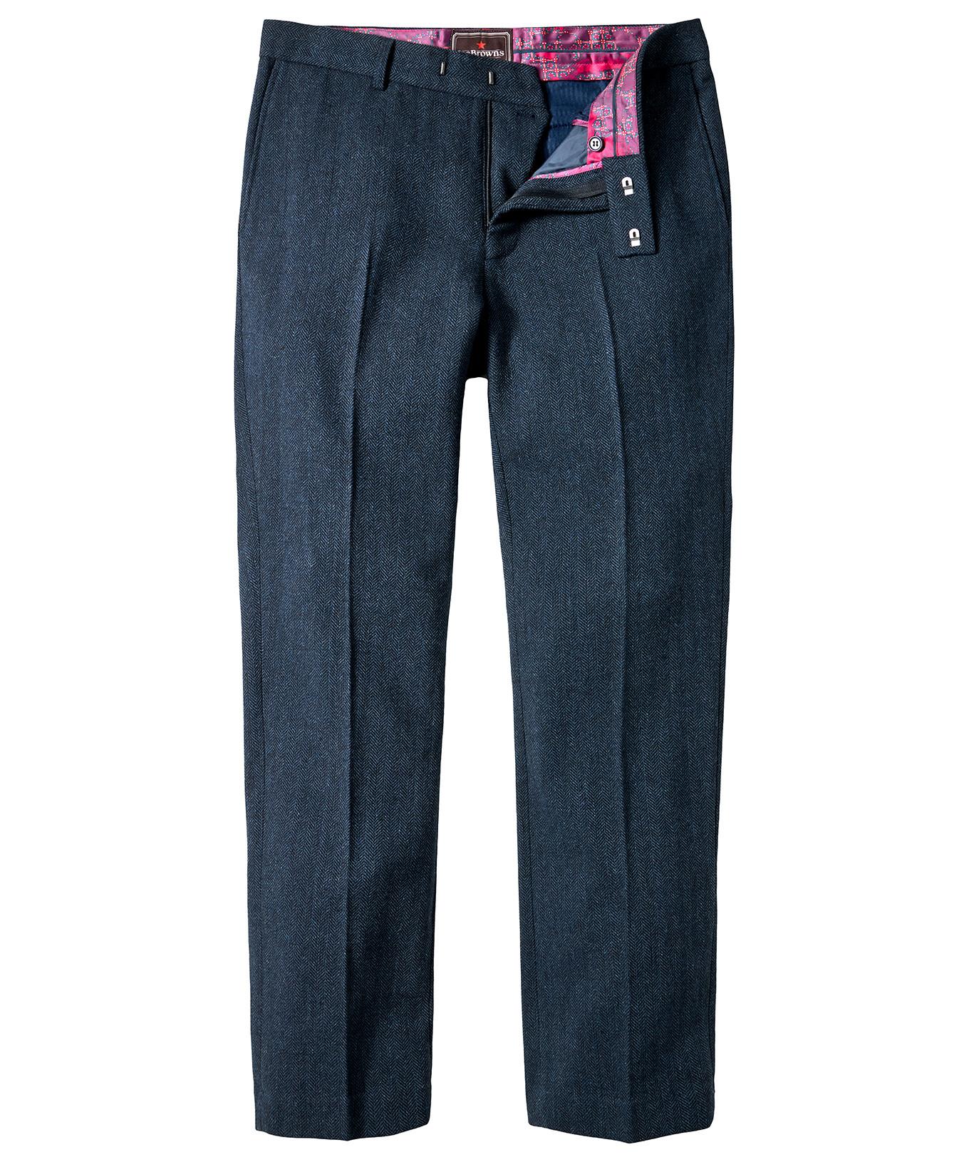 Joe Browns Pantaloni Tessuto Herringbone Blu Marino  