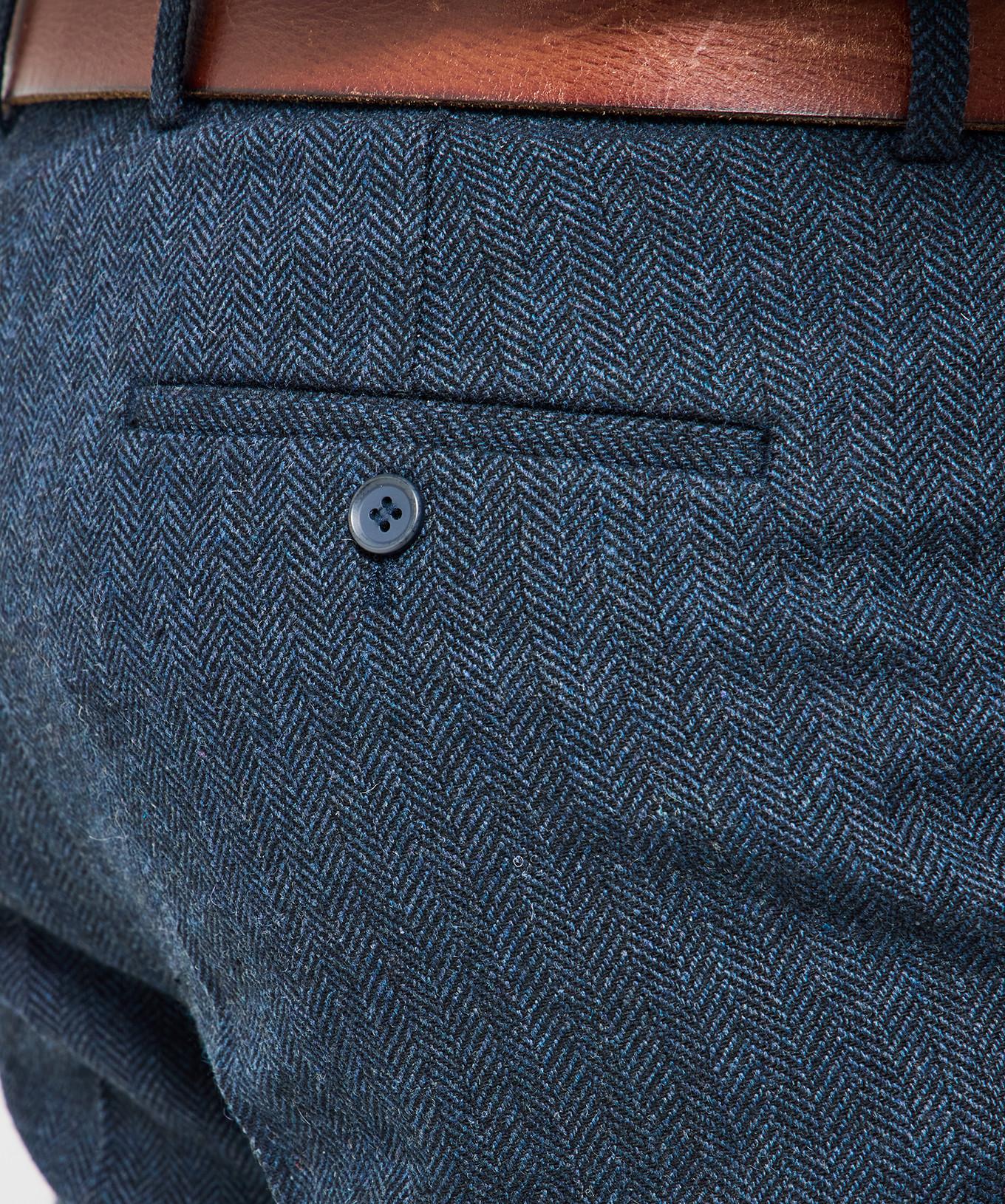 Joe Browns Pantaloni Tessuto Herringbone Blu Marino  