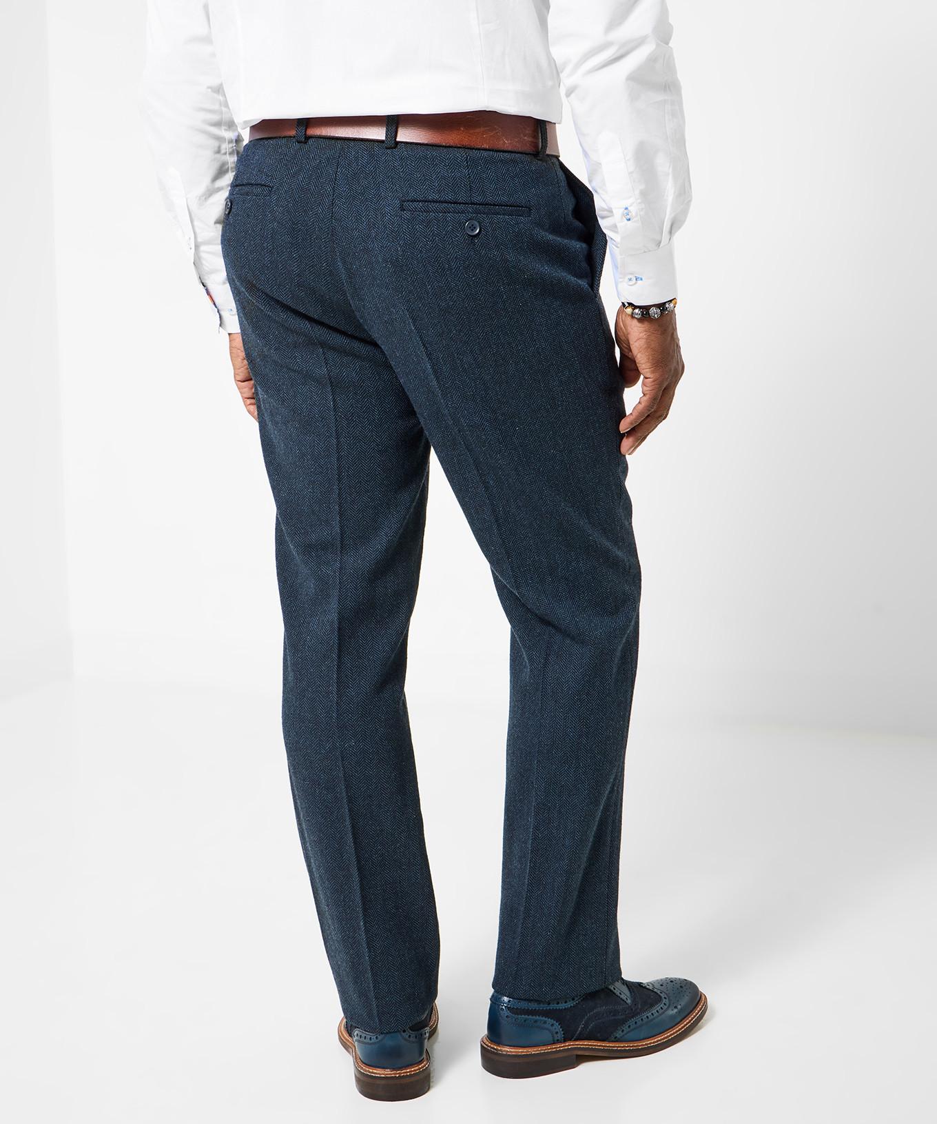 Joe Browns Pantaloni Tessuto Herringbone Blu Marino  