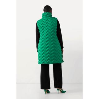 Ulla Popken Long Steppweste Stehkragen A-Linie ärmellos  