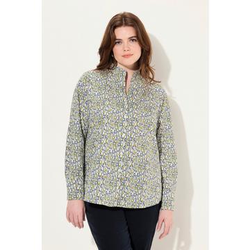 Blusa con scollo montante, stampa con cervo e maniche lunghe