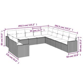 VidaXL Ensemble de canapés de jardin rotin synthétique  