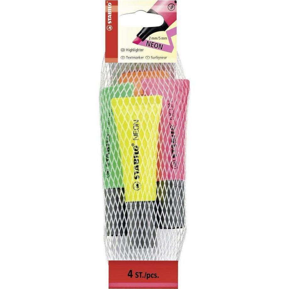 STABILO STABILO Neon evidenziatore 4 pz Punta smussata Verde, Arancione, Rosa, Giallo  