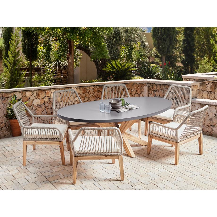 Beliani Garten-Essgruppe für 6 Personen aus Faserzement Industriell ORISTANO  