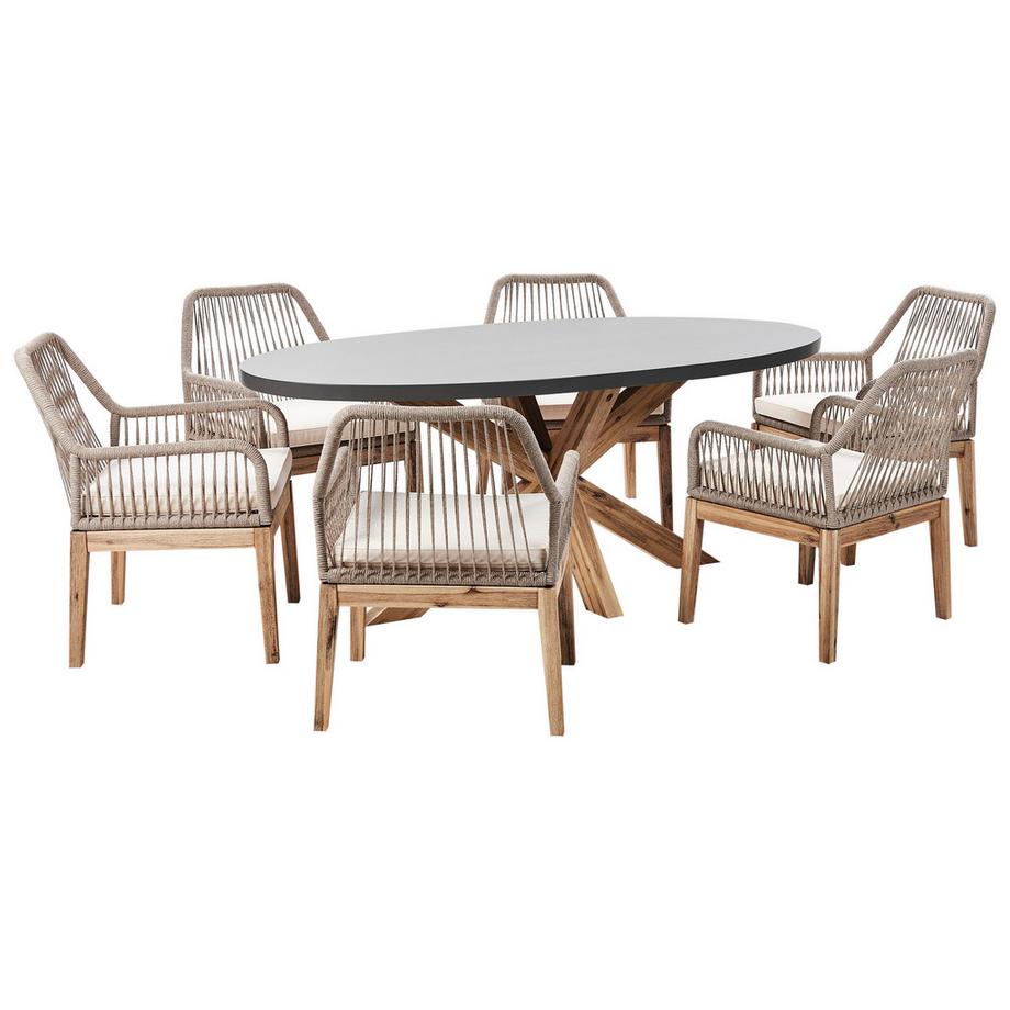 Garten-Essgruppe für 6 Personen aus Faserzement Industriell ORISTANO