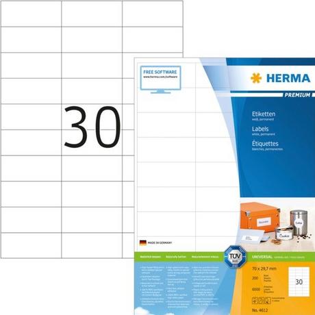 HERMA HERMA Etiketten Premium 70×29,7mm 4612 weiss 6000 Stück  