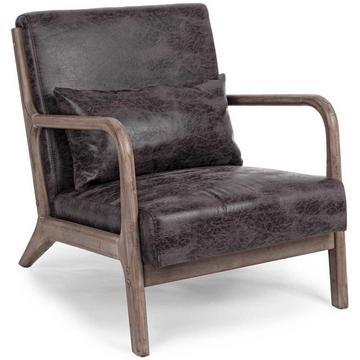 Fauteuil Ancilla avec coussin marron foncé