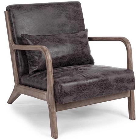 mutoni Fauteuil Ancilla avec coussin marron foncé  