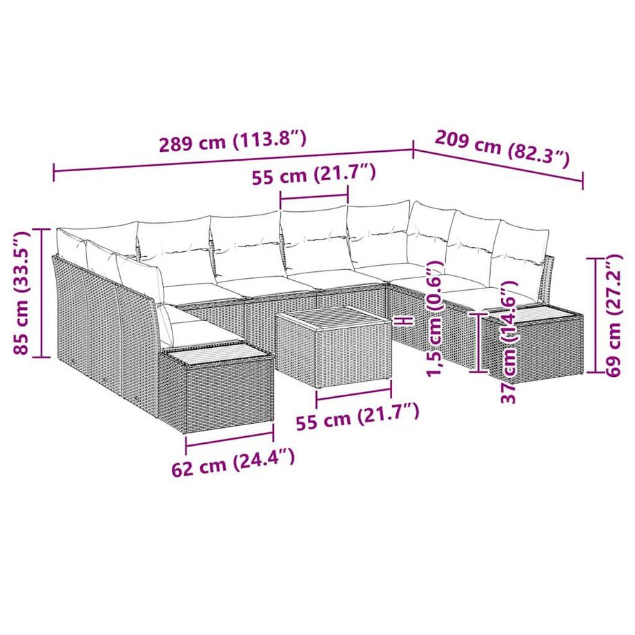 VidaXL Gartensofa-set poly-rattan  