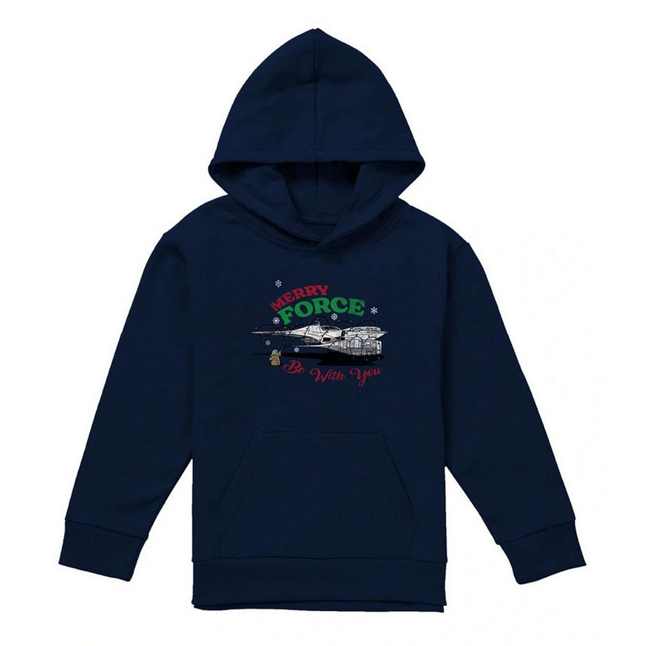 Merry Force Be With You Felpa Con Cappuccio Natale Grogu
