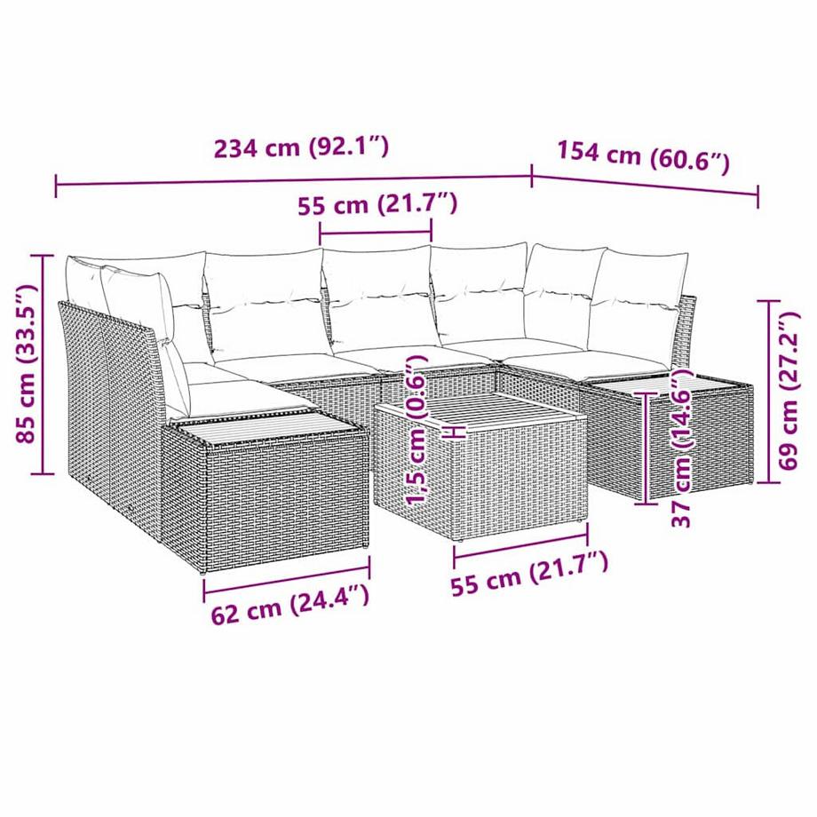 VidaXL Garten-sofa-set poly-rattan  