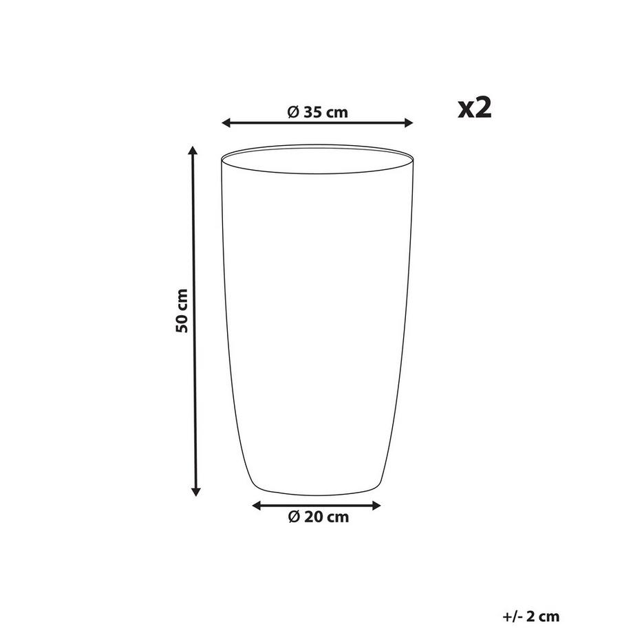 Beliani Set mit 2 Blumentöpfen aus Lehm-Faser-Mischung Industriell CAMIA  