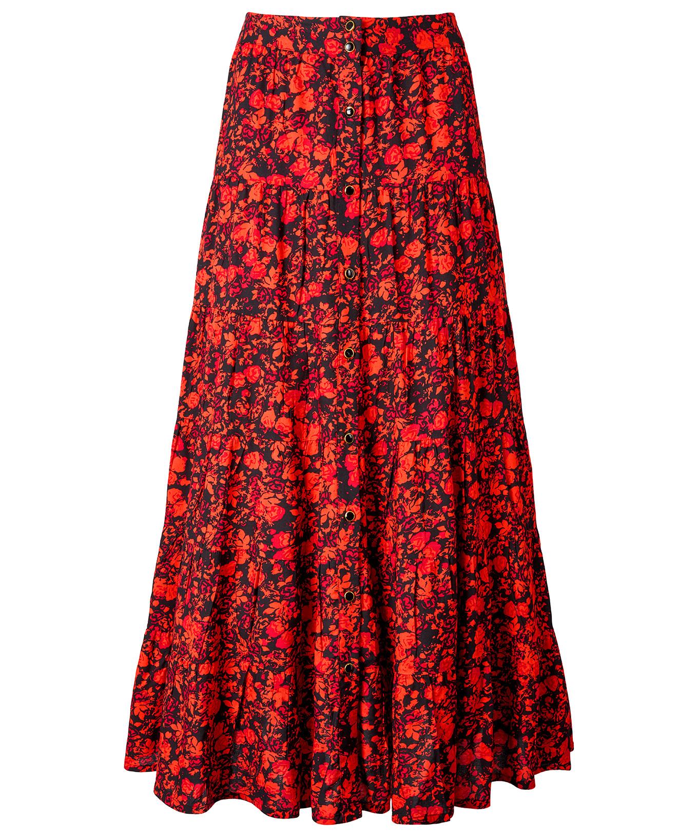 Joe Browns Geblümter Mehrlagiger Maxirock mit Knopfleiste  