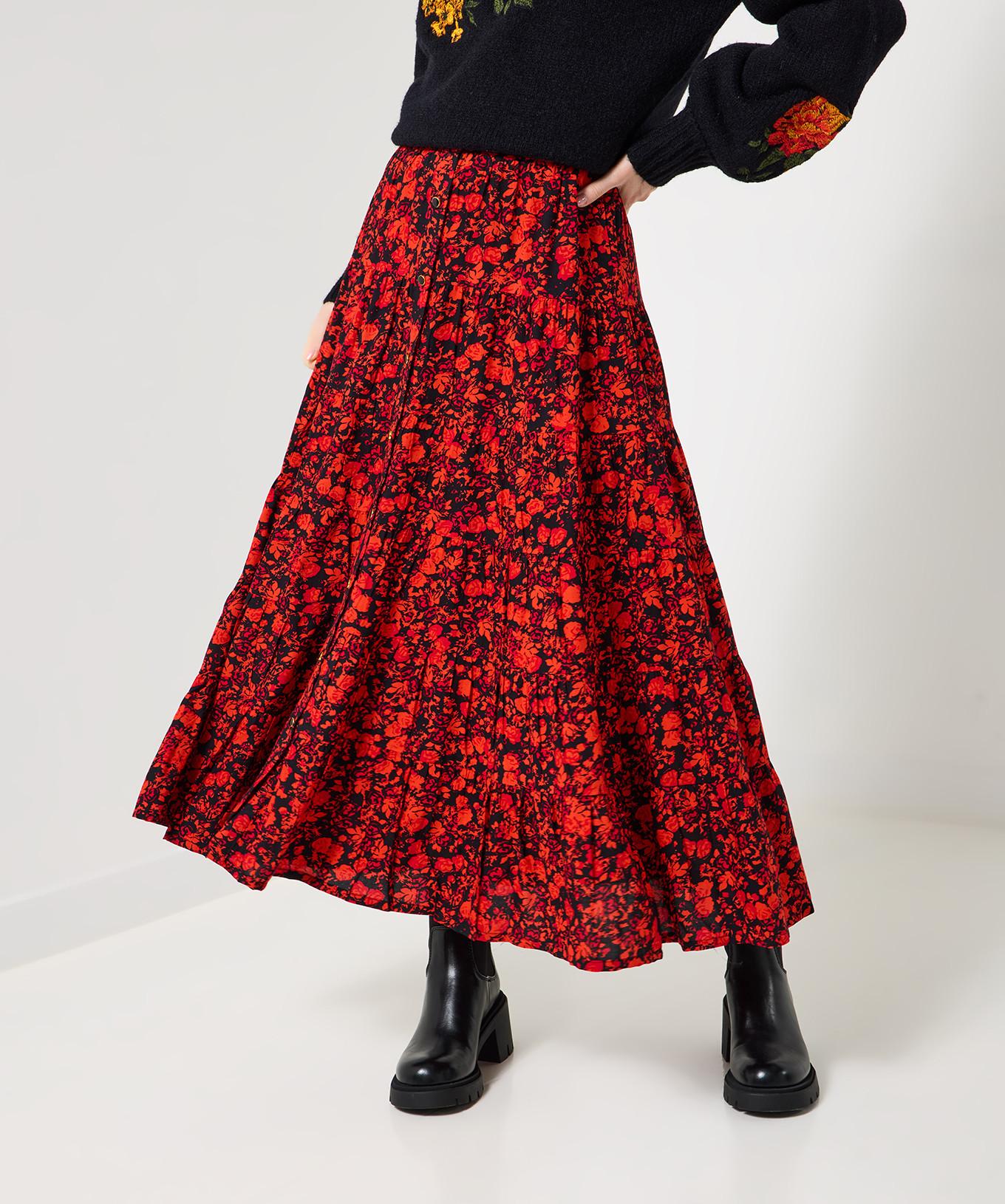 Joe Browns Geblümter Mehrlagiger Maxirock mit Knopfleiste  