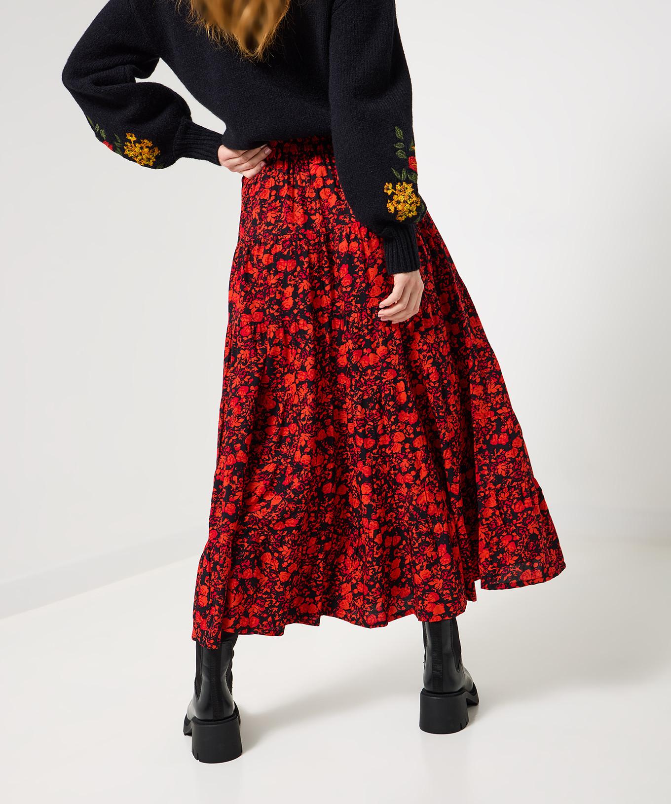 Joe Browns Geblümter Mehrlagiger Maxirock mit Knopfleiste  