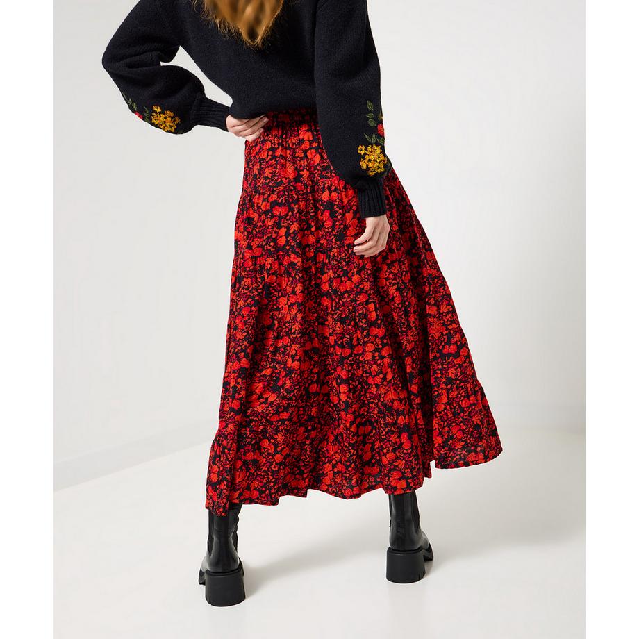 Joe Browns Geblümter Mehrlagiger Maxirock mit Knopfleiste  