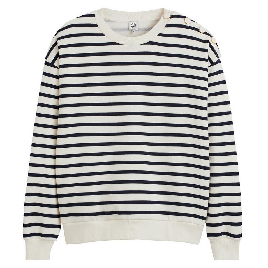 La Redoute Collections Felpa a righe girocollo con abbottonatura sulla spalla  