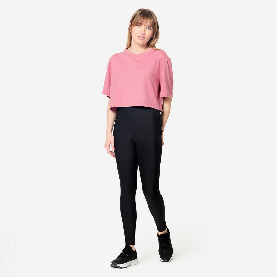 DOMYOS  T-shirt crop-top donna slim poliestere 