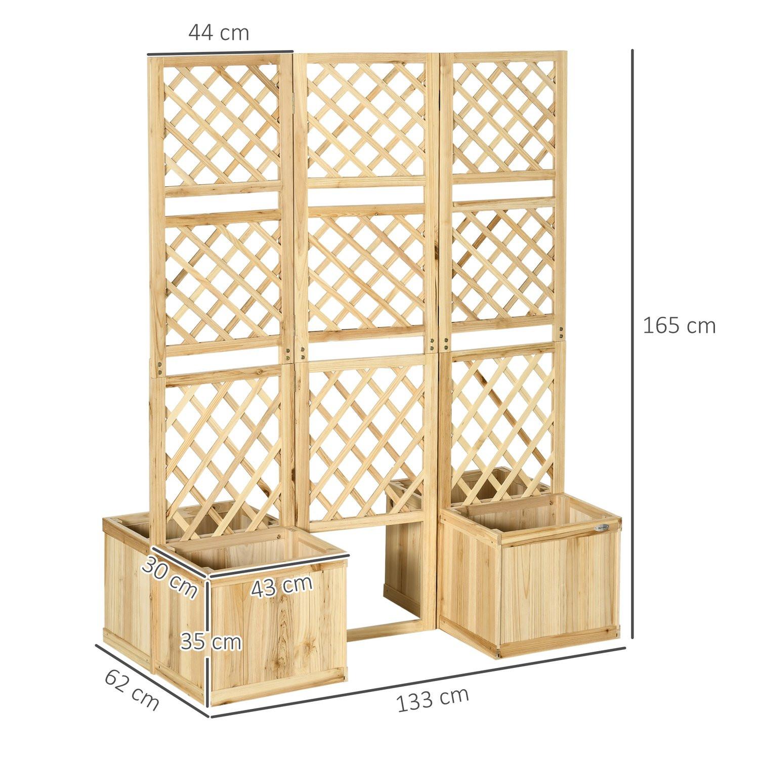 Northio Jardinière Surélevée Avec Treillis Pliable, Bac À Plantes Avec Brise-Vue, Séparateur De Pièce 133 X 165 Cm Avec 4 Bacs À Fleurs, Séparateur De Pièce Pour Balcon  
