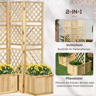 Northio Jardinière Surélevée Avec Treillis Pliable, Bac À Plantes Avec Brise-Vue, Séparateur De Pièce 133 X 165 Cm Avec 4 Bacs À Fleurs, Séparateur De Pièce Pour Balcon  