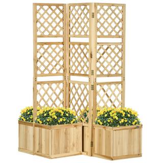 Northio Jardinière Surélevée Avec Treillis Pliable, Bac À Plantes Avec Brise-Vue, Séparateur De Pièce 133 X 165 Cm Avec 4 Bacs À Fleurs, Séparateur De Pièce Pour Balcon  