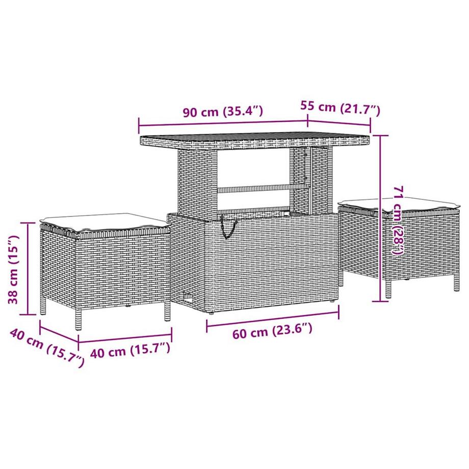 VidaXL Mobilier de jardin bois d'acacia massif  