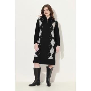 Ulla Popken Robe en maille Motif Argyle Col Camionneur Manches Longues  