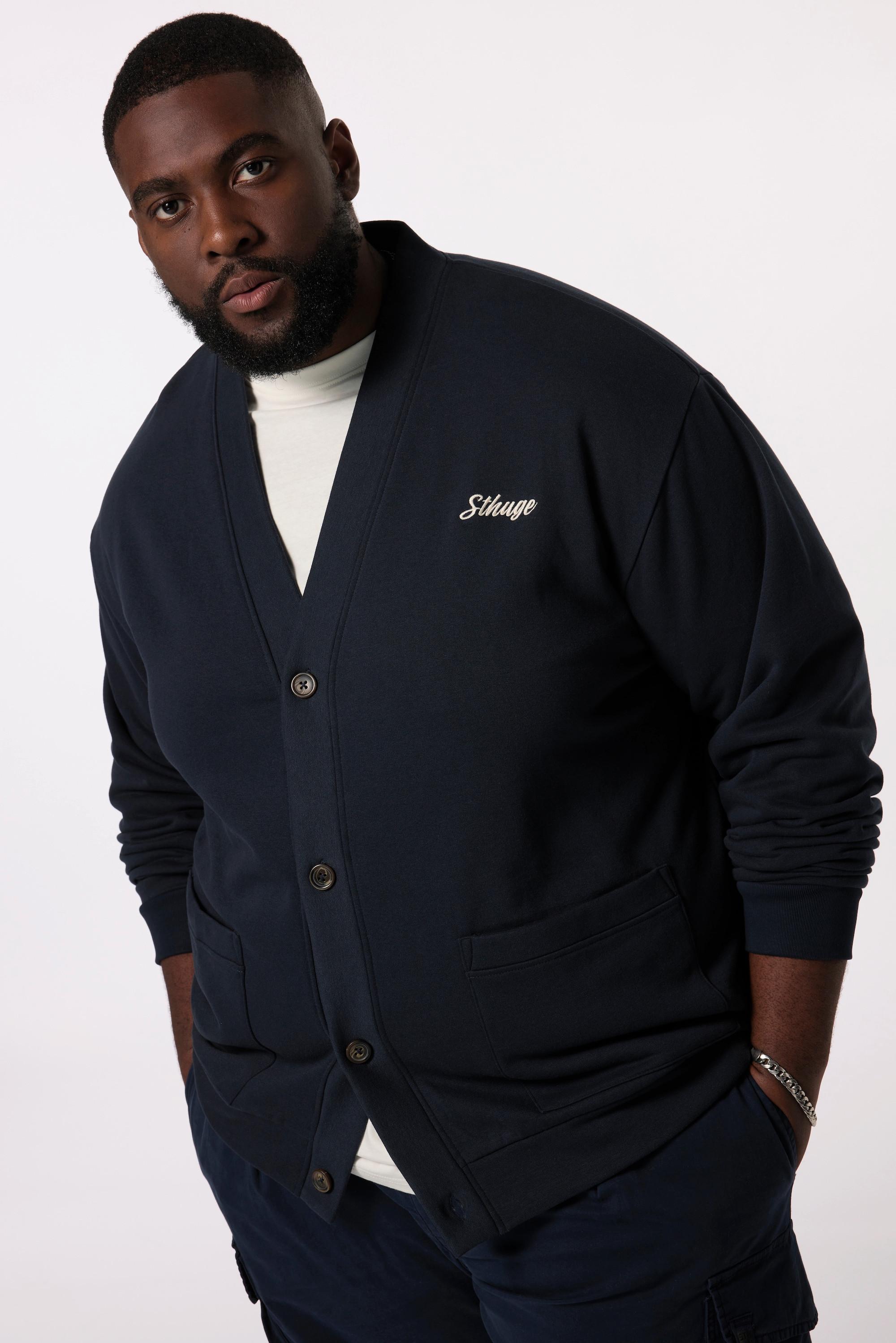 Sthuge Giacca di felpa Scollo a V Ricamo sul petto  