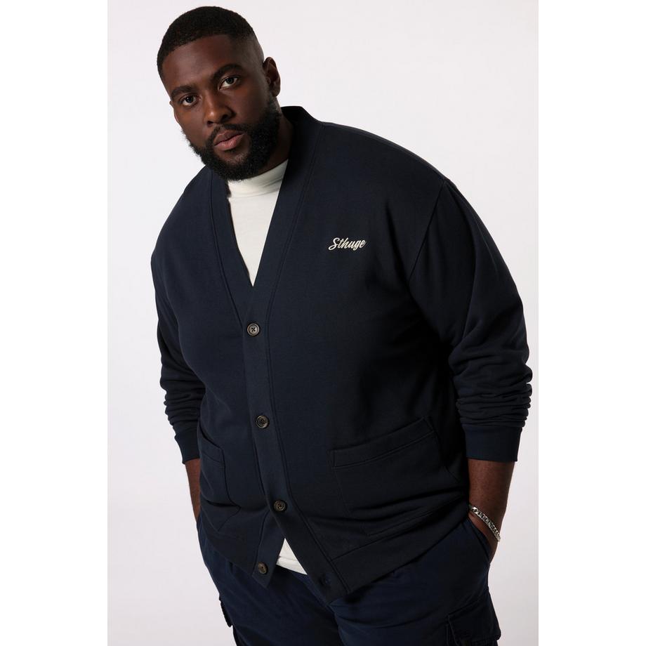 Sthuge Sweatjacke V-Ausschnitt Brust-Stickerei  