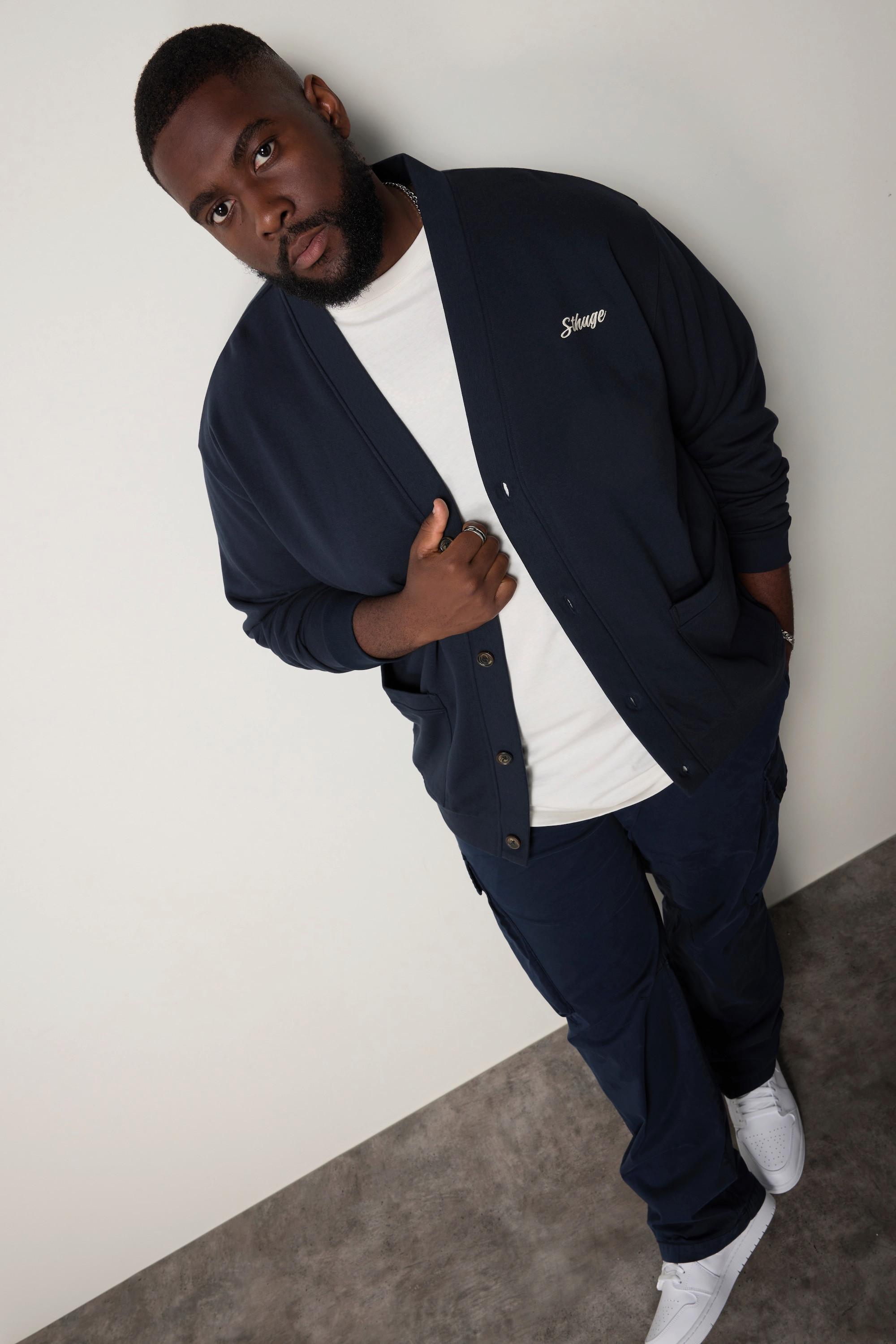 Sthuge Giacca di felpa Scollo a V Ricamo sul petto  