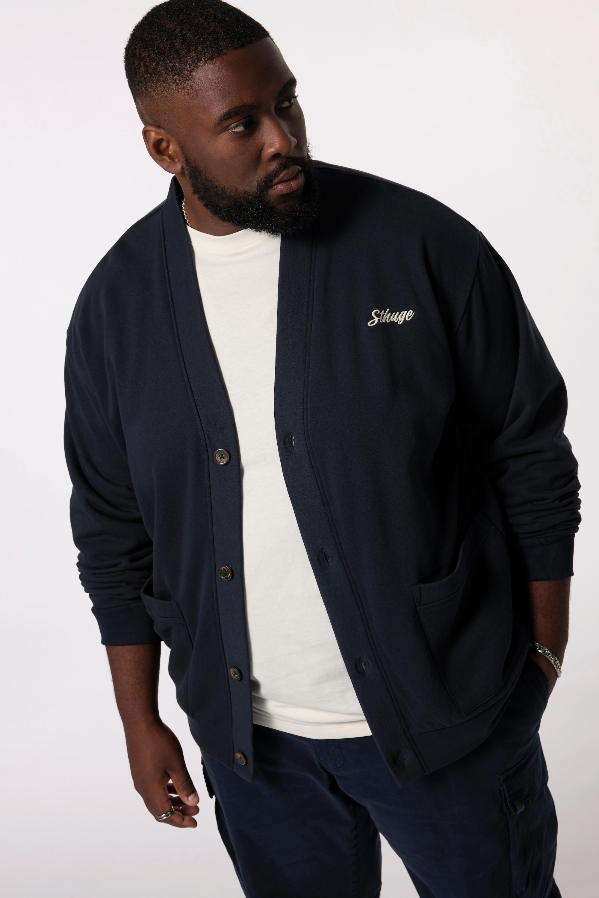 Sthuge Giacca di felpa Scollo a V Ricamo sul petto  