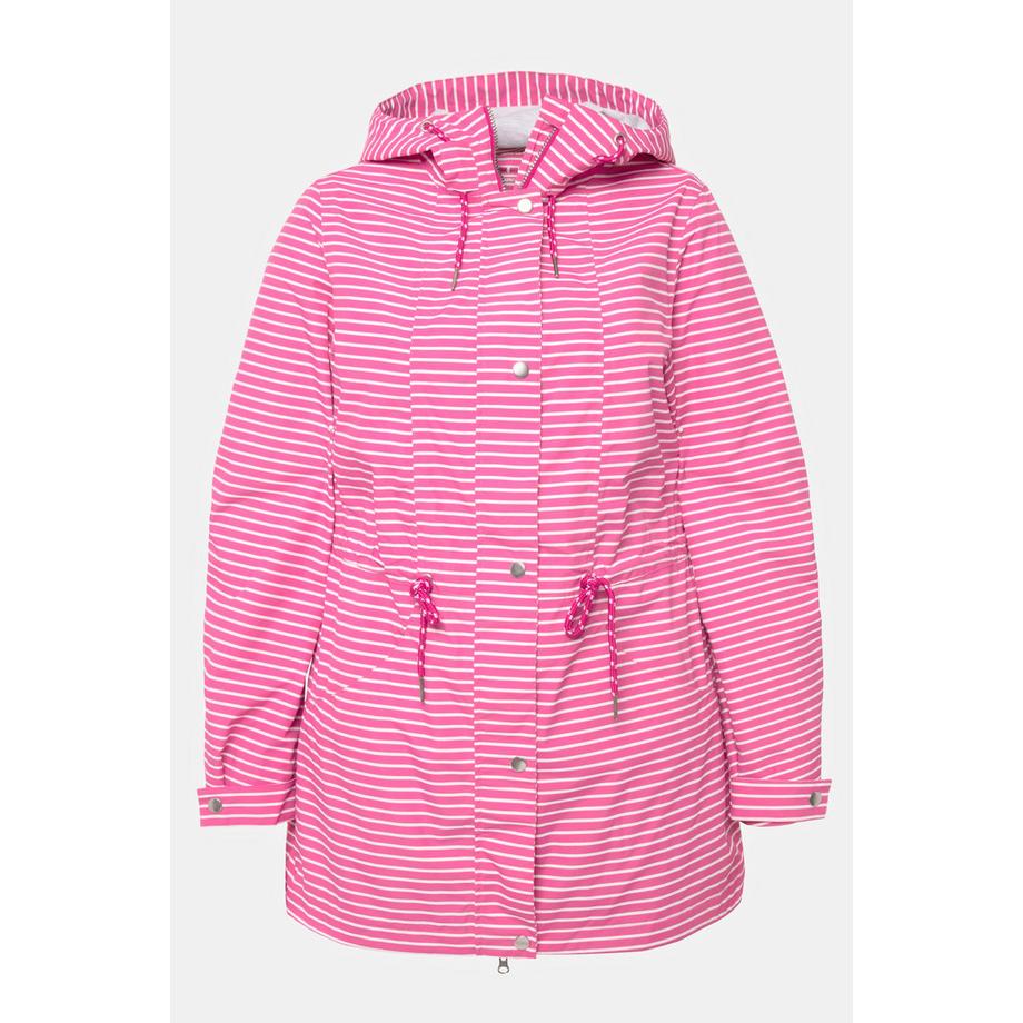 Ulla Popken HYPRAR Gestreifte Wasserdichte Funktionsjacke mit Kapuze  