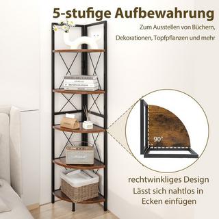 Northix Mensola angolare a 5 livelli libreria alta 160 cm mensola da appoggio in legno con struttura in metallo vintage  