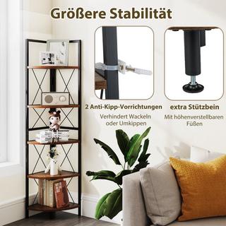 Northix Mensola angolare a 5 livelli libreria alta 160 cm mensola da appoggio in legno con struttura in metallo vintage  