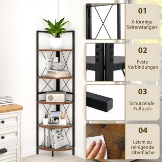 Northix Mensola angolare a 5 livelli libreria alta 160 cm mensola da appoggio in legno con struttura in metallo vintage  