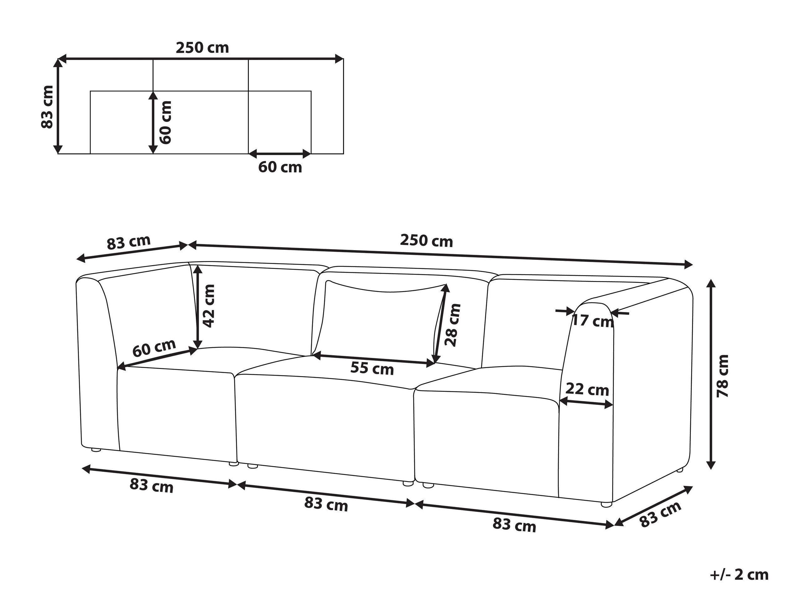 Beliani 3 Sitzer Sofa aus Cord Modern LEMVIG  