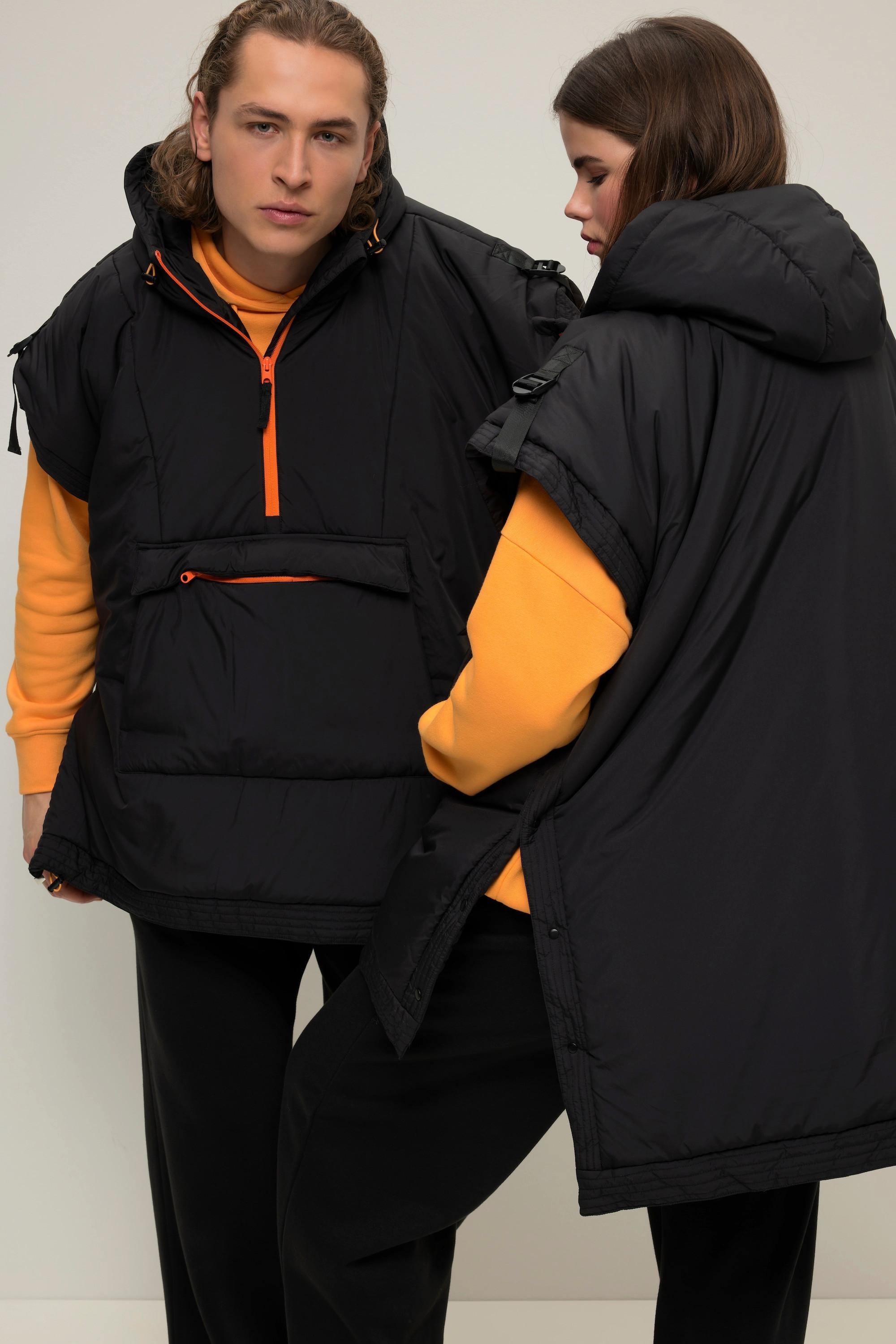 Studio Untold Gilet Poncho Unisex Cappuccio Zip Colorata Tasca a Marsupio  