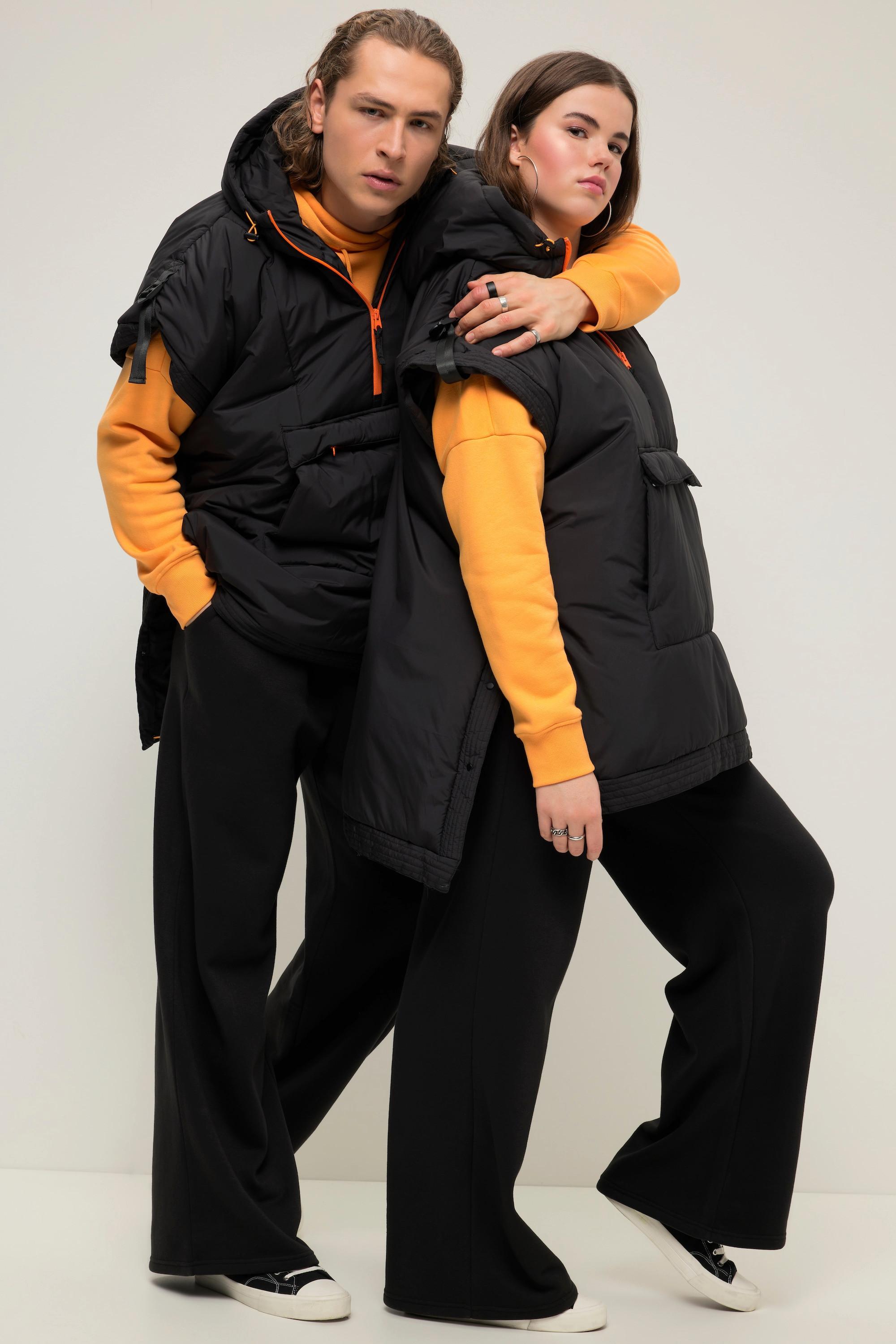 Studio Untold Gilet Poncho Unisex Cappuccio Zip Colorata Tasca a Marsupio  