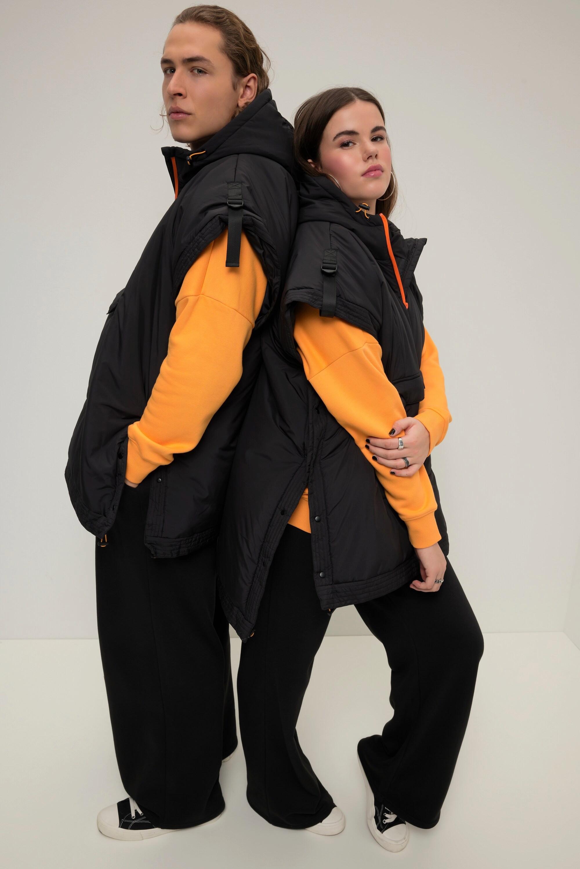 Studio Untold Gilet Poncho Unisex Cappuccio Zip Colorata Tasca a Marsupio  