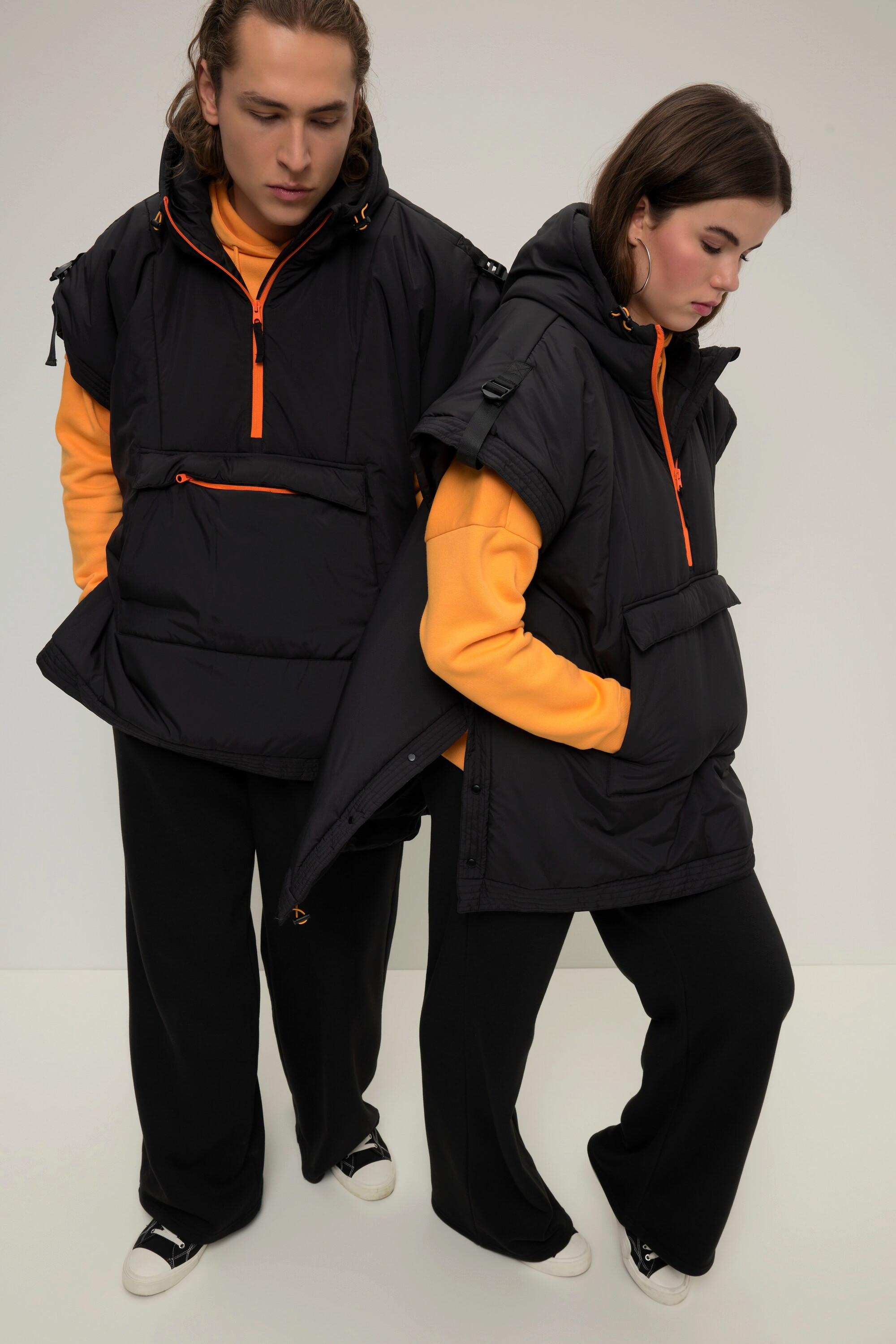 Studio Untold Gilet Poncho Unisex Cappuccio Zip Colorata Tasca a Marsupio  