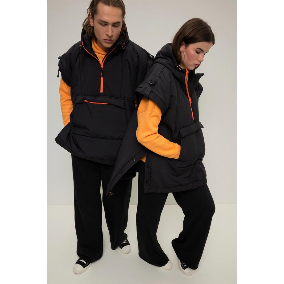 Studio Untold Unisex Poncho Weste Kapuze Color Zipper Kängurutasche  