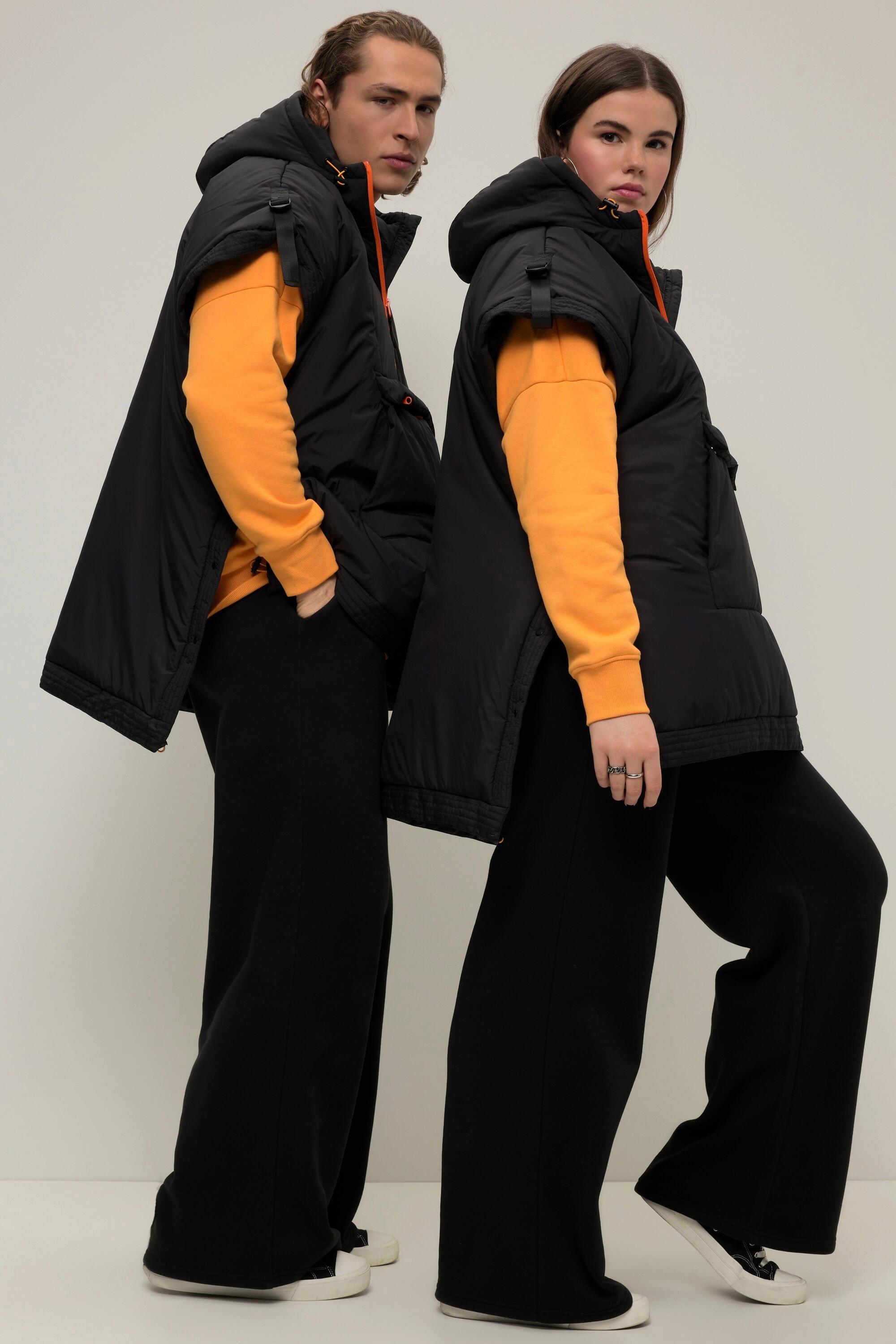 Studio Untold Gilet Poncho Unisex Cappuccio Zip Colorata Tasca a Marsupio  