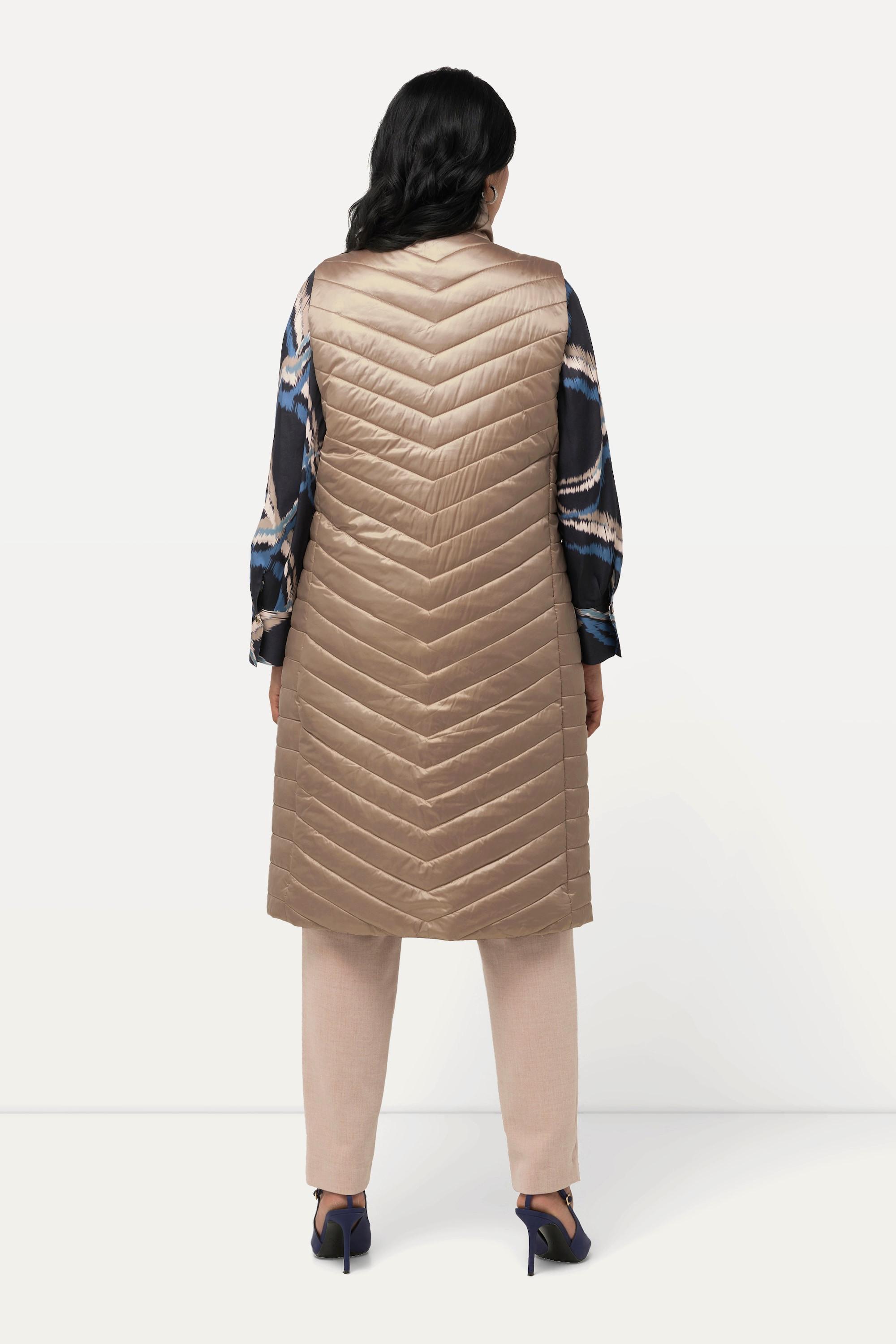 Ulla Popken Gilet trapuntato Collo alto Tasche con zip Bottoni automatici laterali  