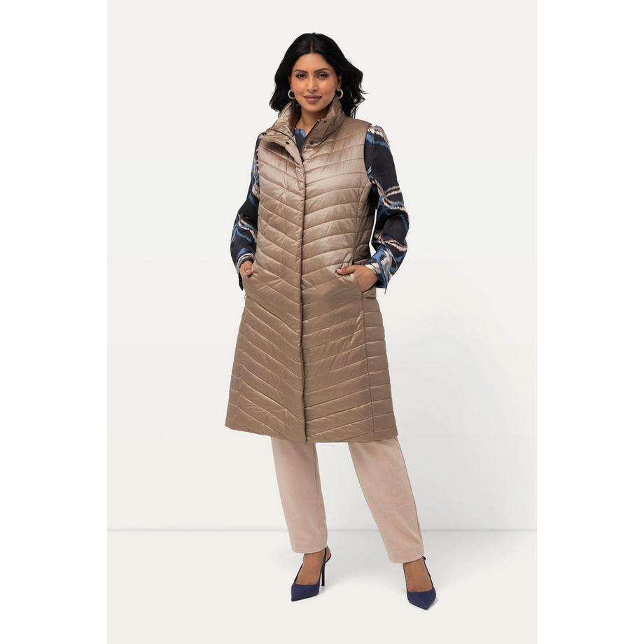 Ulla Popken Gilet matelassé Col montant Poches zippées Boutons-pression latéraux  