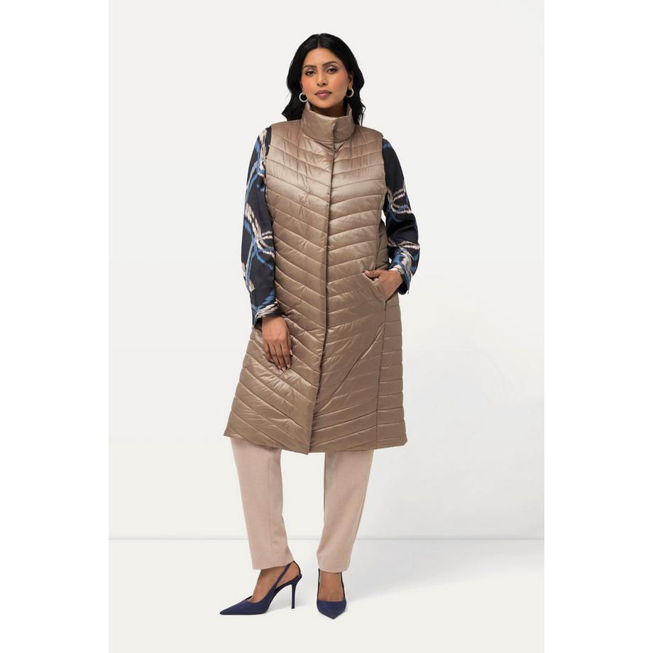 Ulla Popken Gilet matelassé Col montant Poches zippées Boutons-pression latéraux  