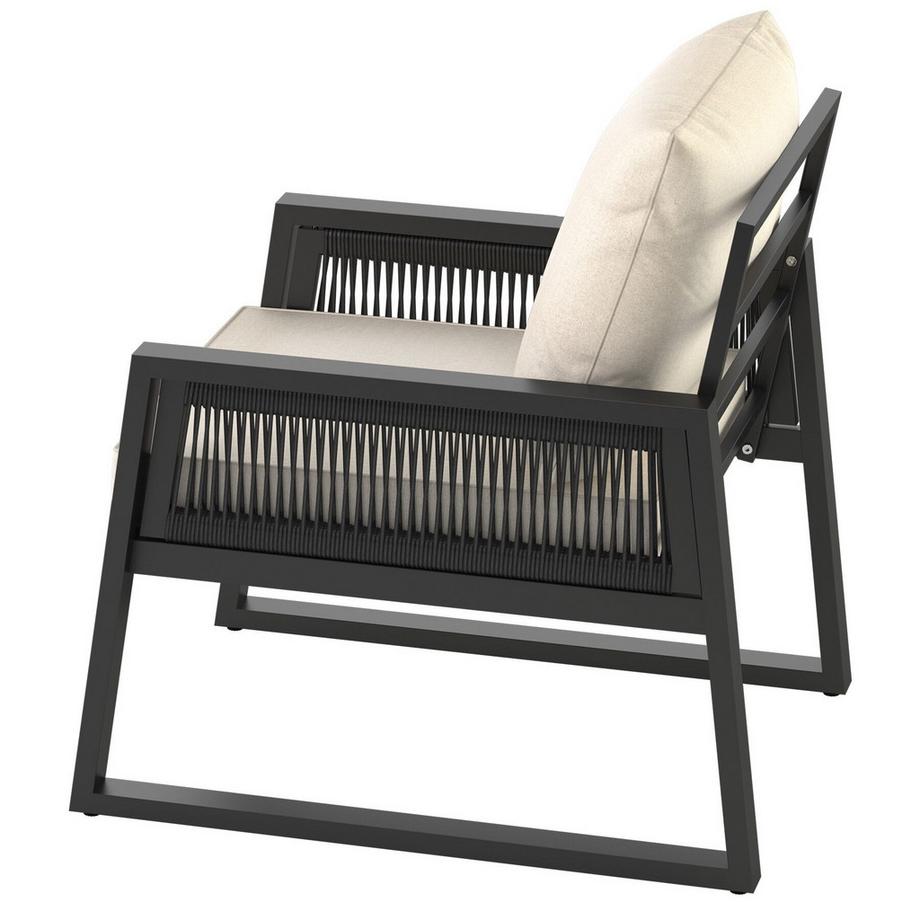 Tectake Aluminium Garten-Lounge Set Captive im Rope-Design 7 cm Sitzpolster, dicke Rückenkissen  