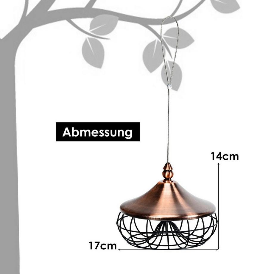 Northix  Mangeoire pour oiseaux d'extérieur à suspendre, mangeoire pour oiseaux sauvages, 17x17x14 cm 