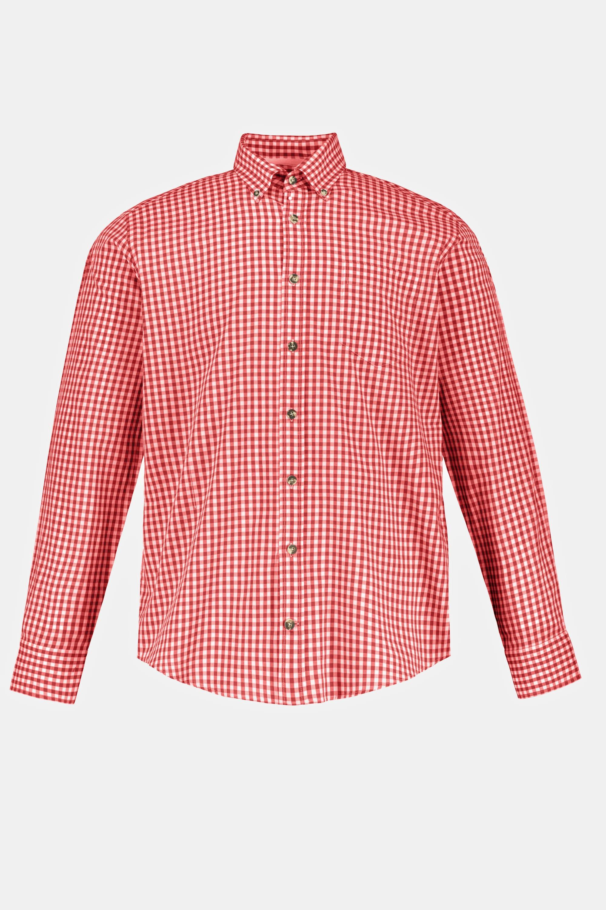 JP1880  Camicia a quadri in tradizionale stile Tracht con maniche lunghe, colletto button-down e vestibilità moderna, fino alla tg. 8XL 