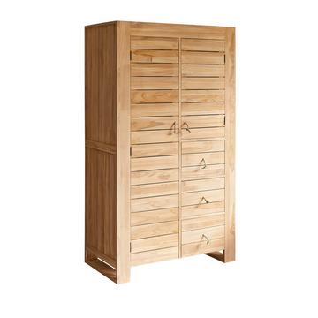 Kinder-Kleiderschrank mit Kleiderstange aus massivem Teak Minimalys