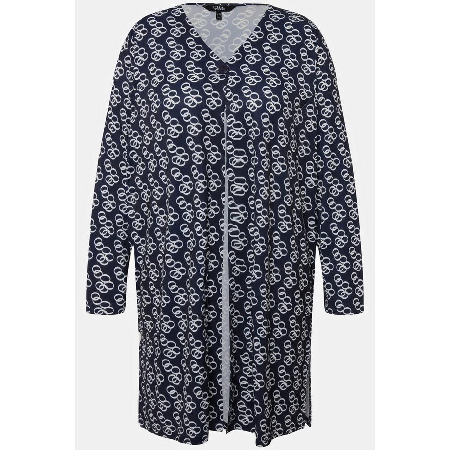 Ulla Popken Jerseyjacke Ringmuster A-Linie V-Ausschnitt  